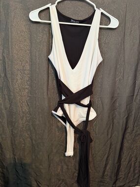 Fashion Nova White and Black Bodysuit